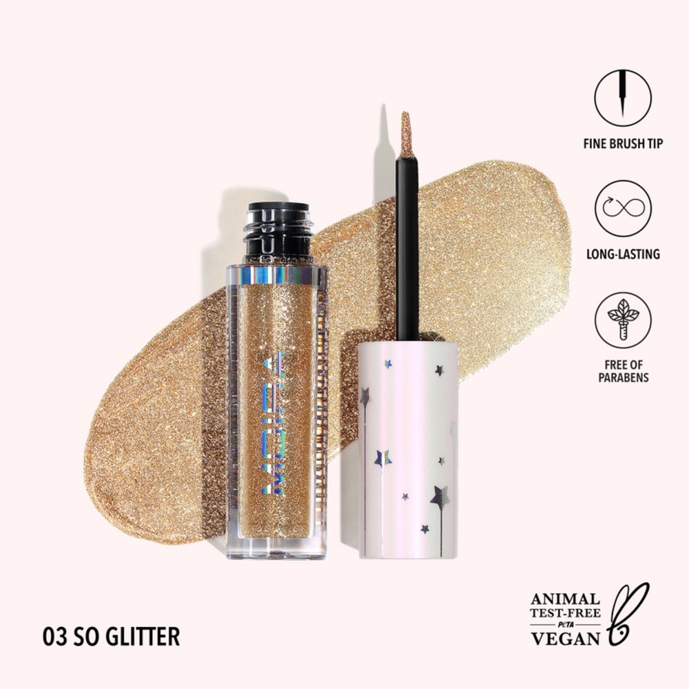 Moira Gold Liquid Eyeshadow Shimmering Glitter Wand Water-Based Illuminated Eyes